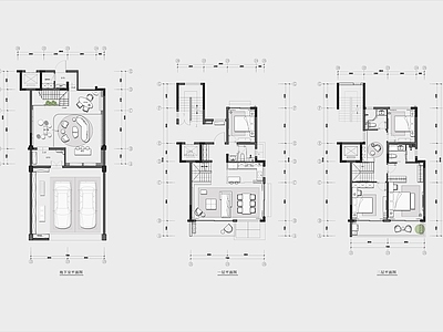 别墅 叠墅平面设计图 彩平图 别墅平面图 施工图