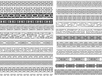 现代家装图库 中式线条雕 镂空雕 万字纹线条 景墙格 施工图