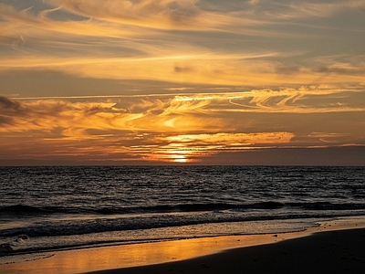 现代风景 海边落日 晚霞天空 夕阳 海滩 夜景