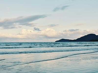 现代风景 海边 海岸 远 阴天天空 海景