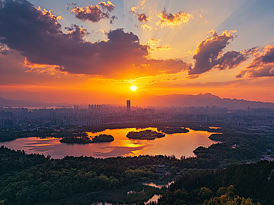 现代天空外景 黄昏傍晚城市外景