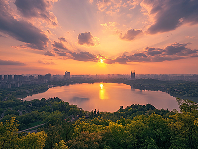 现代天空外景 黄昏傍晚城市外景