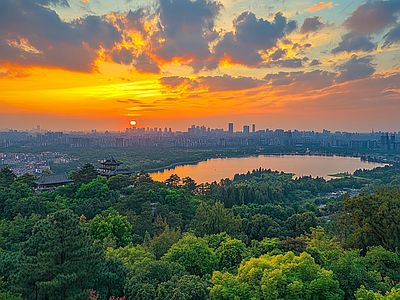 现代天空外景 黄昏傍晚城市外景