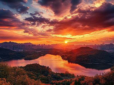 现代天空外景 黄昏傍晚城市外景