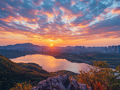 现代天空外景 黄昏傍晚城市外景