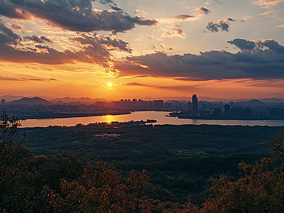 现代天空外景 黄昏傍晚城市外景