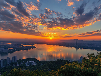 现代天空外景 黄昏傍晚城市外景