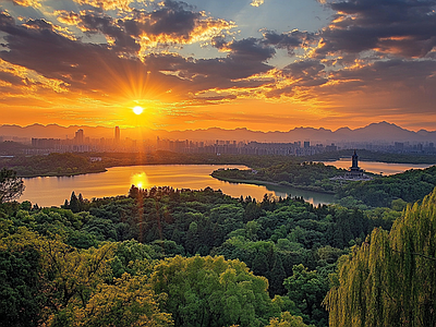 现代天空外景 黄昏傍晚城市外景