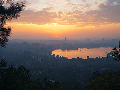 现代天空外景 黄昏傍晚城市外景