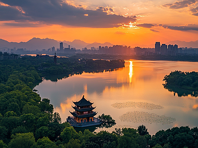 现代天空外景 黄昏傍晚城市外景