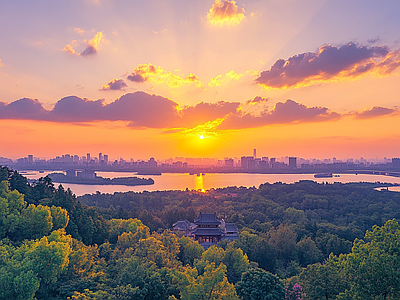 现代天空外景 黄昏傍晚城市外景