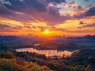 现代天空外景 黄昏傍晚城市外景