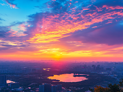 现代天空外景 黄昏傍晚城市外景