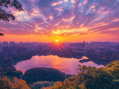 现代天空外景 黄昏傍晚城市外景