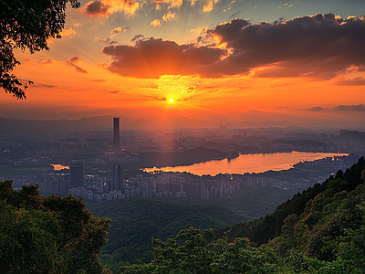 现代天空外景 黄昏傍晚城市外景