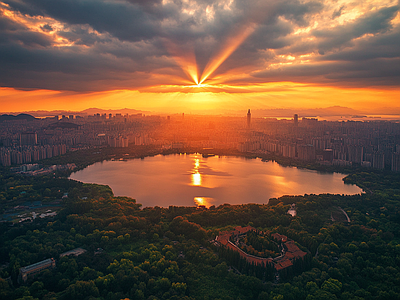 现代天空外景 黄昏傍晚城市外景