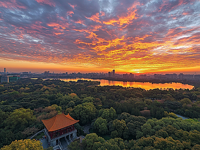 现代天空外景 黄昏傍晚城市外景