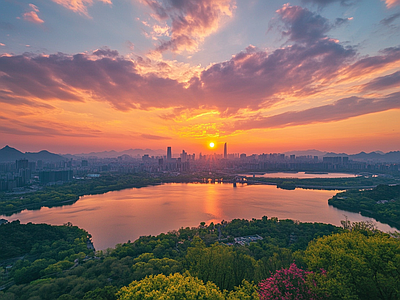 现代天空外景 黄昏傍晚城市外景