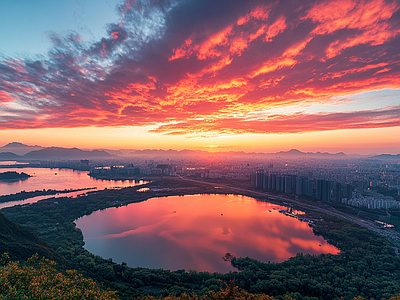 现代天空外景 黄昏傍晚城市外景