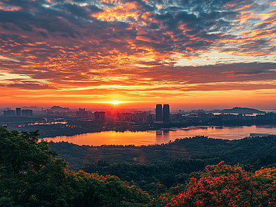 现代天空外景 黄昏傍晚城市外景