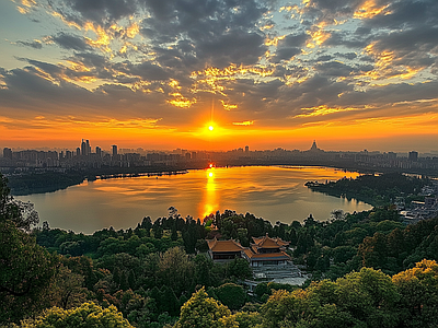 现代天空外景 黄昏傍晚城市外景