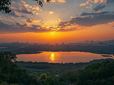 现代天空外景 黄昏傍晚城市外景