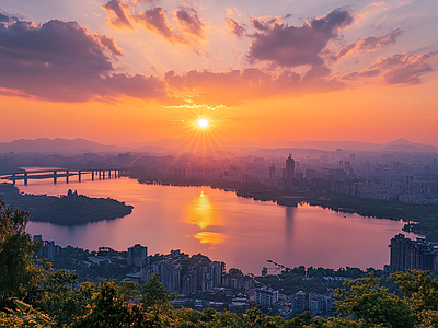 现代天空外景 黄昏傍晚城市外景