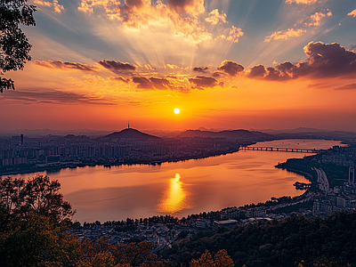 现代天空外景 黄昏傍晚城市外景