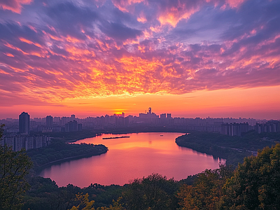 现代天空外景 黄昏傍晚城市外景