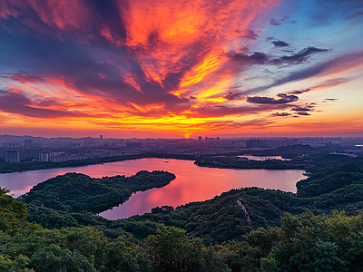 现代天空外景 黄昏傍晚城市外景