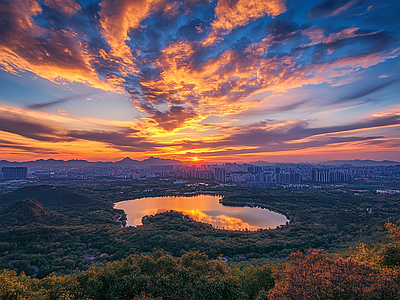 现代天空外景 黄昏傍晚城市外景