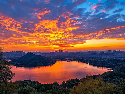 现代天空外景 黄昏傍晚城市外景