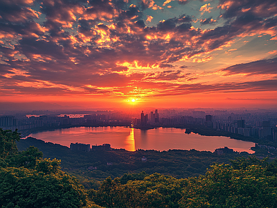 现代天空外景 黄昏傍晚城市外景