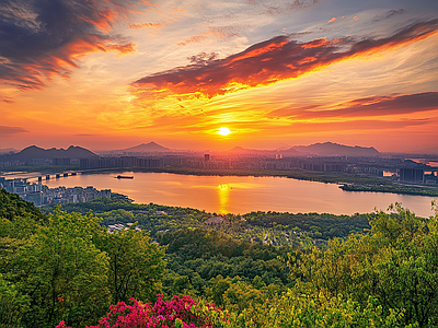 现代天空外景 黄昏傍晚城市外景