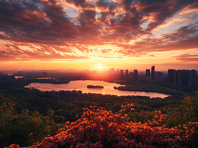 现代天空外景 黄昏傍晚城市外景