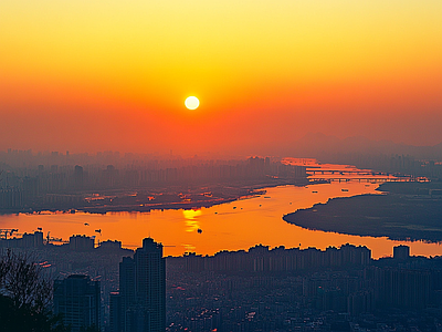 现代天空外景 黄昏傍晚城市外景