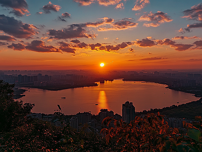 现代天空外景 黄昏傍晚城市外景