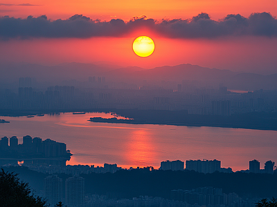 现代天空外景 黄昏傍晚城市外景