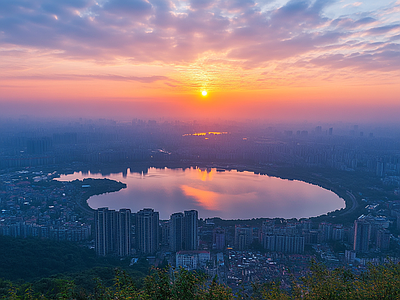 现代天空外景 黄昏傍晚城市外景