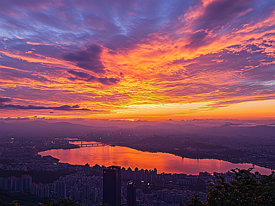 现代天空外景 黄昏傍晚城市外景