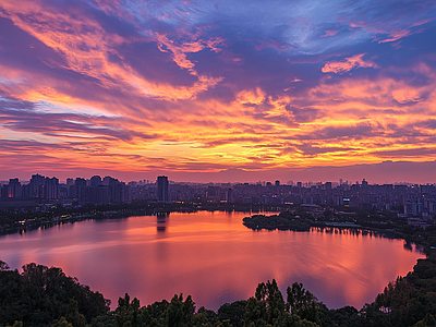 现代天空外景 黄昏傍晚城市外景