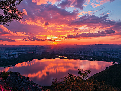 现代天空外景 黄昏傍晚城市外景