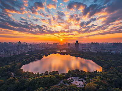 现代天空外景 黄昏傍晚城市外景