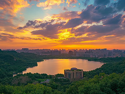 现代天空外景 黄昏傍晚城市外景