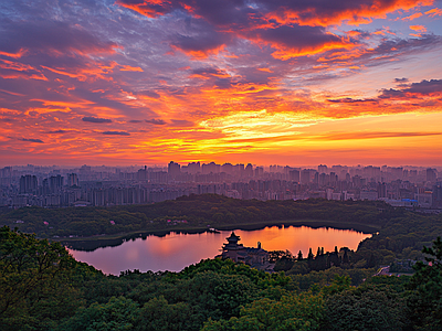 现代天空外景 黄昏傍晚城市外景