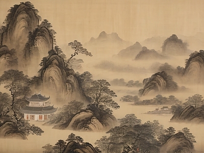 国画壁纸 水画 壁画 复古壁纸 壁纸挂画