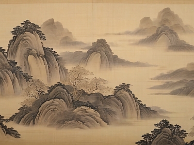 新中式壁画 国画壁纸 水画 壁画 复古壁纸 壁纸挂画