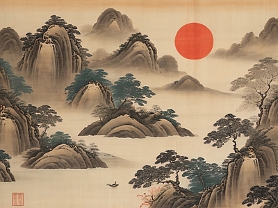 国画壁纸 山水画 墙面壁画 复古壁纸 壁纸挂画