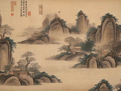 新中式壁画 国画壁纸 水画 壁画 复古壁纸 壁纸挂画