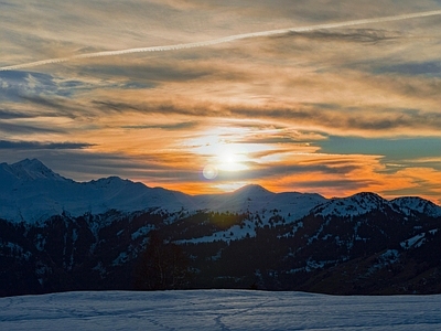 现代风景 雪夕阳晚霞 天空 脉 雪景 日出朝霞